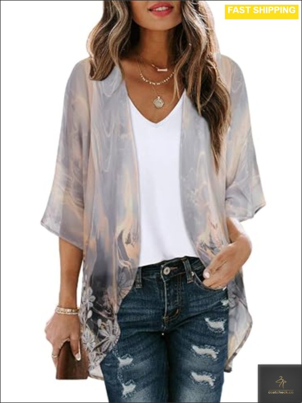 Chiffon Kimono Cardigan Beach Swim Cover Up Open Front Womens Summer Top